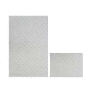 Ensemble de tapis de bain absorbants en coton recyclé teint en fil jacquard Mian Ecru 40x60 cm + 60x100 cm - Product Image 2