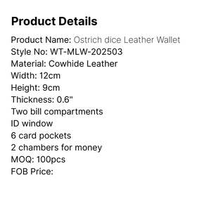 Cacher le portefeuille pour hommes de haute qualité motif d'autruche en cuir de vache véritable de luxe - Product Image 5