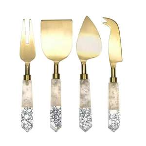 ชุดเสิร์ฟสลัดสแตนเลสพร้อมไม้ชุบทองและด้ามจับเรซินชุดเครื่องใช้บนโต๊ะอาหารชุดเสิร์ฟสลัดอาหารของราชวงศ์ - Product Image 3