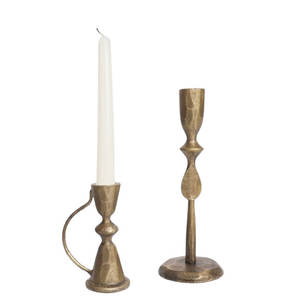 Portavelas negro de hierro forjado a mano Portavelas de mesa de metal - Product Image 1