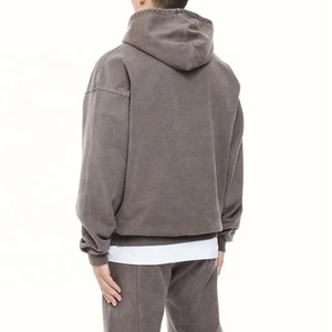 Vente en gros de sweats à capuche délavés à l'acide pour hommes, ensemble de pantalons de survêtement écologiques, nouveau design vintage, survêtements d'hiver - Product Image 5