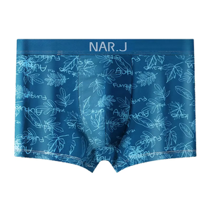 2025 New Men's mid-Rise <b>Boxer</b> <b>Shorts</b> 95% Cotton Seamless Breathable Antibacterial Printed Plain Design Knitted - Product Image 1