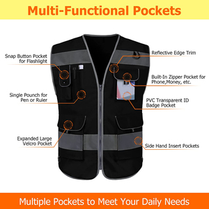 Hi Vis 100% Polyester Jackets Workwear Vest Multi Pocket Silver Tape Waterproof Back Customizable Reflective Safety Clothing - Product Image 6
