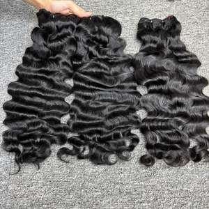 Vague profonde de meilleure qualité dans les cheveux de trame, 100% cheveux humains, cheveux bruts un donneur - Product Image 3