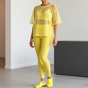 Hot selling 2025 Sexy Women Sheer Mesh Tee Shirt <b>Legging</b> High Quality Sexy Night Club Wear Two Piece Set Ladies custom <b>for</b> OEM - Product Image 5