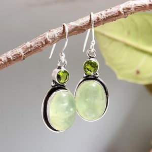 925 argent Sterling Vintage pierre naturelle Prehnite péridot anneau avec réglage de lunette pour mariage fête porter cadeau femmes - Product Image 2