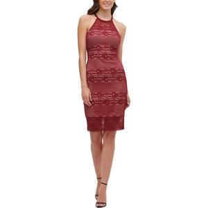 Abito da cocktail rosso vintage floreale da donna For Guess, modello aderente a vita impero, senza spalline, ricamato con volant, taglia 4, per l'estate - Product Image 1