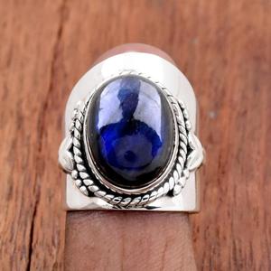 แหวนแลบราโดไรต์ธรรมชาติ925แหวนเงินสเตอร์ลิงสายกว้างเครื่องประดับโบฮีเมียนทำมือของขวัญครบรอบแต่งงาน - Product Image 3