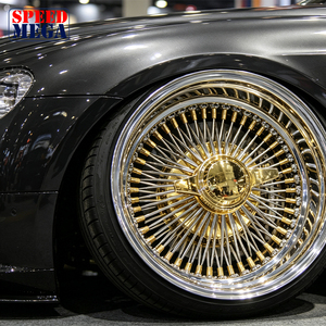 ล้อแม็กซ์แบบถอดได้ ขอบลึก 14x7 ลาย 100 ก้าน สีโครเมียมทอง 24K สำหรับรถ Lowrider ล้อฟอร์จคุณภาพพรีเมียม - Product Image 6