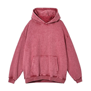 Sweat à capuche personnalisé pour hommes 420 Gsm Heavyweight Breathable Acid Washed Vintage Look 100% Cotton Front Logo Oversized for Autumn - Product Image 2