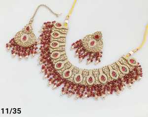 Chapado en oro antiguo hermoso impresionante circonita cúbica cristal colgante gota gargantilla collar de boda joyería con pendientes para mujer - Product Image 2