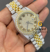 Nouvelle montre en acier inoxydable avec diamants Moissanite étincelants, cadran en verre, édition limitée, design de luxe, exsauvant élégance et charme