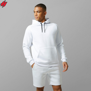 Algodón Transpirable Venta al por mayor Hombres Casual Sudaderas con capucha y pantalones cortos Conjunto de dos piezas Pantalones cortos Traje de manga larga Sudadera con capucha y conjunto corto - Product Image 1