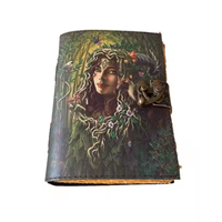 Carnet en cuir véritable Vintage Forest Queen, design nature, couverture rigide, carnet de croquis Wiccan, écriture classique, Noël