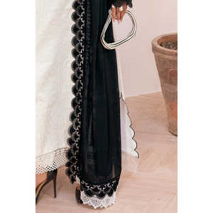 Ensemble 3 pièces non cousu en jacquard brodé et satin, avec dupatta en soie brûlée FE-52082 - Product Image 2