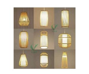 Lámpara colgante minimalista de bambú Decoración de iluminación sostenible Hecha de materiales naturales crudos - Product Image 5