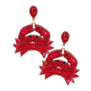 Pendientes hechos a mano con cuentas de cangrejo, arcoíris, bohemio, Verano - Product Image 2