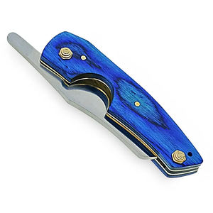 Cortador de Puros D2 Hecho a Mano, Navaja de Bolsillo con Mango de Madera Azul, Elegante - Product Image 5