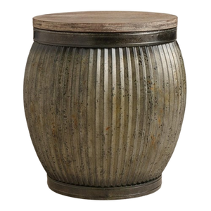 Decorative Classic Luxury Antique Metal Hammered Side Stool Drum Shape Top Selling Wholesale Item Aluminum <b>Vintage</b> Accent Stool - Product Image 4