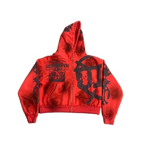 STITCHMODE Sweat à capuche personnalisé de haute qualité 6XL en coton vierge Distress Vintage Zip Acid Sun Fade Wash Sweat à capuche solide - Product Image 1