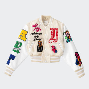 Venta al por mayor barato nueva ropa de mujer Crop Top abrigo de béisbol chaqueta de bombardero chaquetas universitarias para las mujeres - Product Image 1