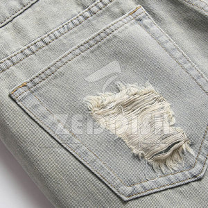 Shorts en jean sur mesure de style nouveau, couleur unie, effet usé, fabriqués au Pakistan - Product Image 2