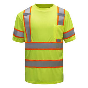 T-shirts de sécurité de chantier à manches courtes OEM, vêtements réfléchissants, t-shirt de sécurité pour homme, t-shirts de travail de chantier - Product Image 5
