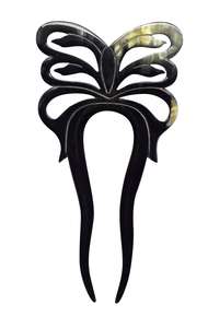 Barrettes à cheveux modernes et écologiques en corne de buffle faite à la main, forme naturelle, style amour - Accessoires de cheveux de collection d'art - Product Image 2