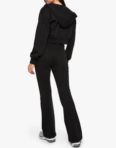 ชุดวอร์มผ้าฝ้ายฟลีซสำหรับผู้หญิง เสื้อฮู้ดครอปซิป กางเกงจ็อกเกอร์ทรงบาน ทรงหลวม สไตล์ลำลอง ผลิตแบบ OEM - Product Image 2