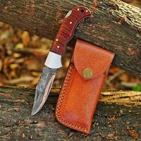 Couteau pliant en cuivre Damas élégant avec manche en bois de rose Couteau de poche parfait Groomsman Gift Anniversary Gift