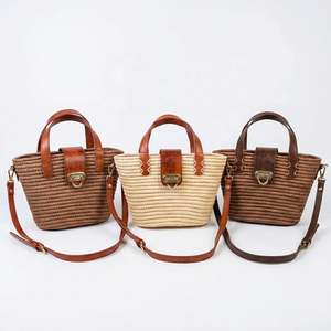 Bolso Tote Casual de Rafia Tejida con Dos Asas, Forro de Algodón, Cierre de Broches, Bolso Bandolera Portátil para Playa y Uso Diario ANA - Product Image 1
