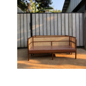 Canapé d'extérieur deux places en rotin et bois massif, style minimaliste, pour hôtel, villa, parc, terrasse et mobilier d'extérieur - Product Image 3