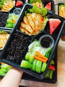Custom Logo 1 2 4 Compartment Disposable Plastic Food Containers with Lid Black Takeaway <b>Lunch</b> <b>Box</b> Meal Packaging - Product Image 4