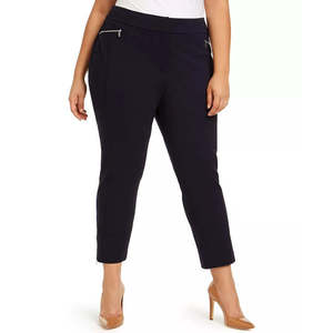 Pantalones de Vestir Ajustados con Cierre y Bolsillos para Mujer, Talla Grande, Cintura Alta, Estilo Casual, Color Azul, Talla 18W, para Otoño, Marca Calvin Klein - Product Image 1