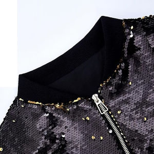 High Quality Bomber Jackets Women's Sequin Glamorous Glitter Long Sleeve Elegance Front Zip up <b>Sparkle</b> Sequin Party Jackets - Product Image 5