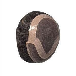 Perruque Taz Hair BD en cheveux humains, ondulée, prothèse, 100% cheveux chinois Remy, toupet à dentelle frontale avec base mono - Product Image 3