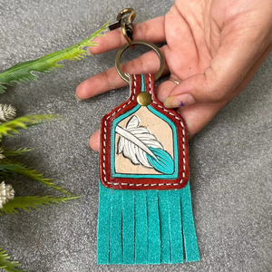 พวงกุญแจหนังวัวแท้ดีไซน์หรูสำหรับผู้หญิงพวงกุญแจหนังพู่ห้อยแบบสั่งทำ - Product Image 4