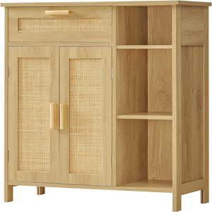 Gabinete de baño independiente moderno Bakhtiyar Ratan de madera maciza con puertas de apertura y tocadores de pie independientes - Product Image 1