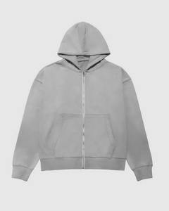 Venta al por mayor ropa de calle personalizada Sudadera con capucha de gran tamaño azul cielo algodón francés Terry Vintage ácido lavado Zip Up OEM - Product Image 2