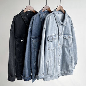 Vestes en jean pour hommes grande taille de haute qualité, vente en gros, MOQ faible, vestes en jean de moto surdimensionnées, broderie, style urbain - Product Image 2