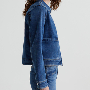 Gran oferta, chaqueta vaquera de estilo Vintage para mujer, Chaquetas vaqueras recortadas plisadas lavadas con piedra personalizadas, Chaquetas vaqueras rellenas de algodón - Product Image 4