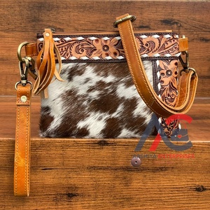 Top Selling <b>Hand</b> Tooled Leather Fashion Ladies Wristlet Handbags Genuine Cowhide Leather Crossbody Shoulder Mini <b>Bags</b> for Women - Product Image 1