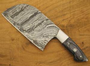 Haute qualité personnalisé pleine Tang damas acier Nakiri couperet à la main en acier inoxydable couteau de Chef manche en bois couteau de cuisine - Product Image 5