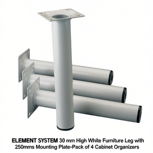ELEMENT SYSTEM - Patas Blancas para Muebles de 30 mm de Alto con Placa de Montaje de 250 mm - Paquete de 4 Organizadores para Gabinetes - Product Image 3