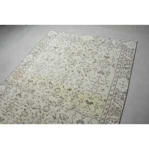 พรมขนาด 5.3x9.5 ฟุต, พรมตุรกีโบราณขนาดใหญ่, พรมขนสัตว์สีขาว - Product Image 5