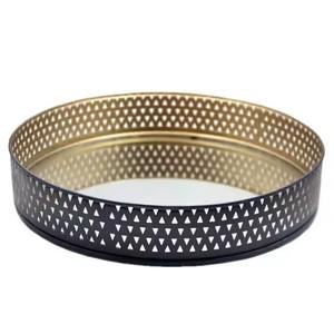 Black Gold Coated Eco-Friendly <b>Dishwasher</b> Safe Serving Tray on Metal for Hotel Home <b>Table</b> Top Food Serving Use - Product Image 1