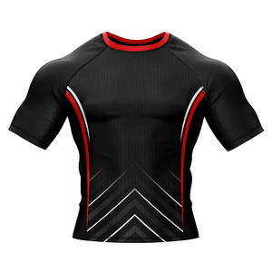 Rashguard à manches courtes respirant imprimé sur mesure pour hommes, technique de lavage par sublimation MMA & BJJ Rushguard OEM - Product Image 6