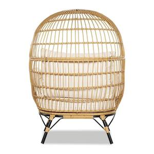 Sanstar Patio Chaise Egg en rotin, grande chaise longue intérieure et extérieure avec siège et coussin pour le patio, le jardin et le balcon. - Product Image 4