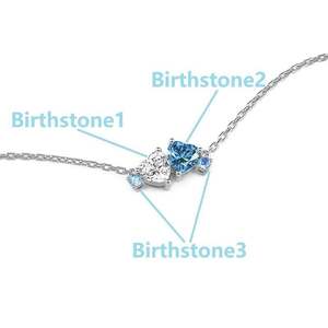 Collier personnalisé Jeulia à double cœur avec pierre de naissance et sertissage à griffes plaqué or - Product Image 2