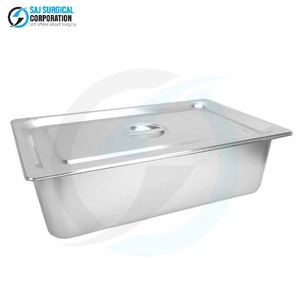 Plateau pour instruments chirurgicaux en acier inoxydable avec couvercle à charnières, fonctionnement manuel pour la chirurgie générale - Stockage stérile réutilisable et durable - Product Image 1